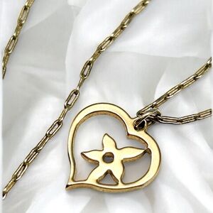 Holly Yashi Gold Tone Paper Clip Chain Heart Pendant Necklace 26”